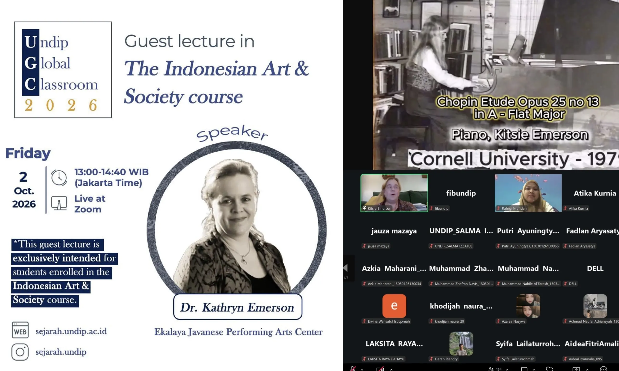 Keceriaan Belajar Seni Pertunjukan Jawa Bersama Dr. Kathryn Emerson di Undip Global Classroom Kampus Budaya